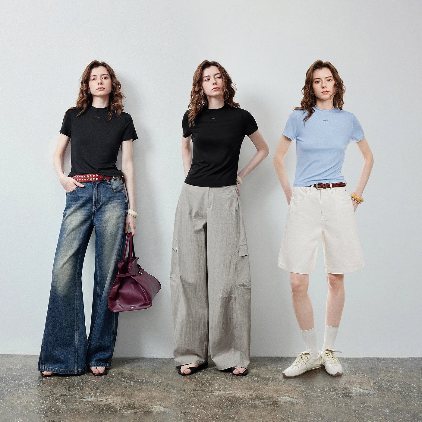 Camiseta Feminina de Acetato Slim Cropped
