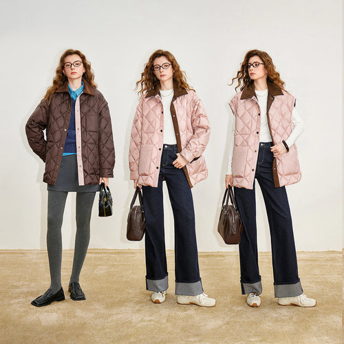 Parka Feminina 90% Plumas com Gola Lapela