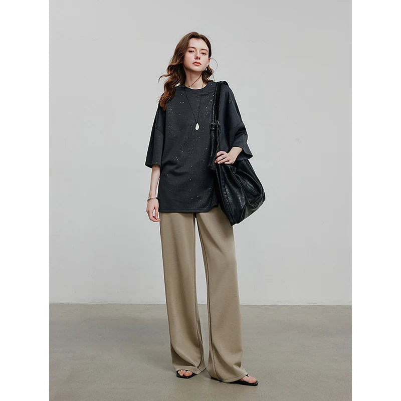 Calça Pantalona Feminina de Modal com Cós Elástico