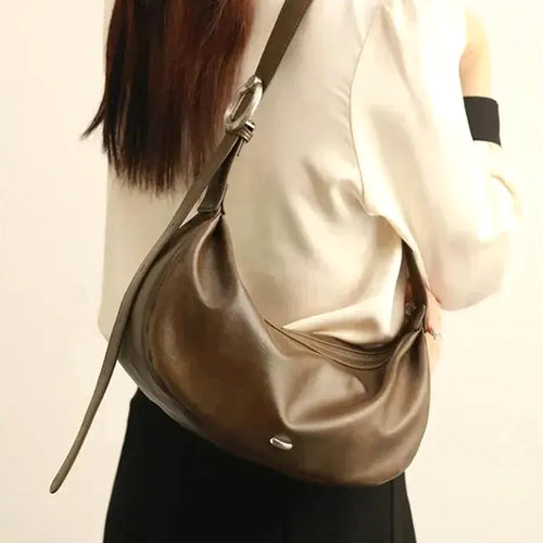 Bolsa feminina de couro macio grande capacidade minimalista crossbody luxo