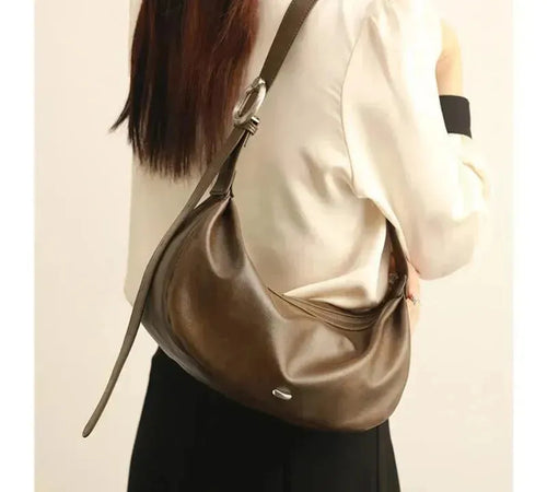 Bolsa feminina de couro macio grande capacidade minimalista crossbody luxo