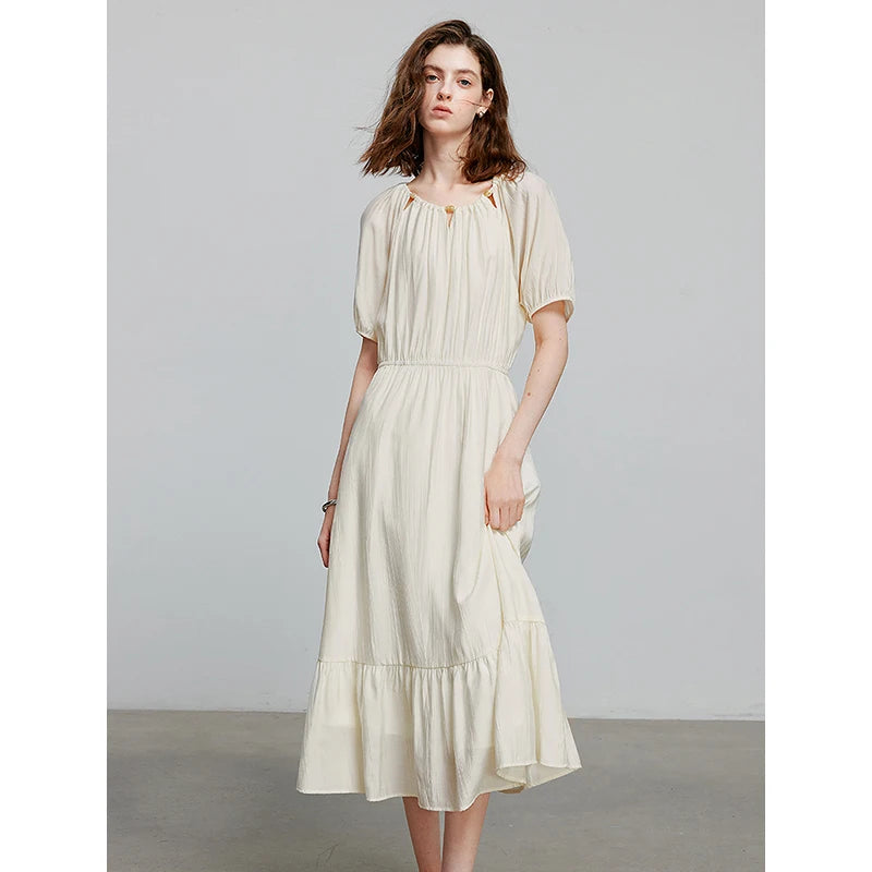 Vestido Midi de Viscose com Aplicação de Contas