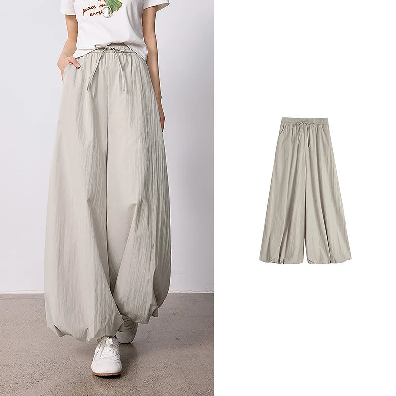 Calça Wide Leg Feminina Antiamassado Cropped