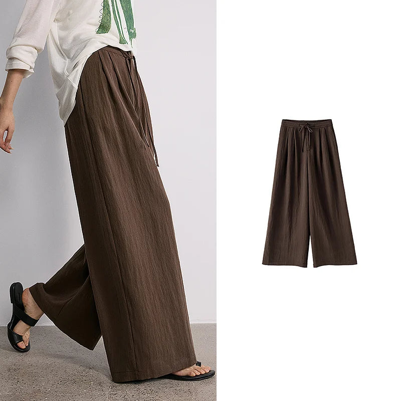 Calça Pantalona Feminina de Liocel com Cós Elástico