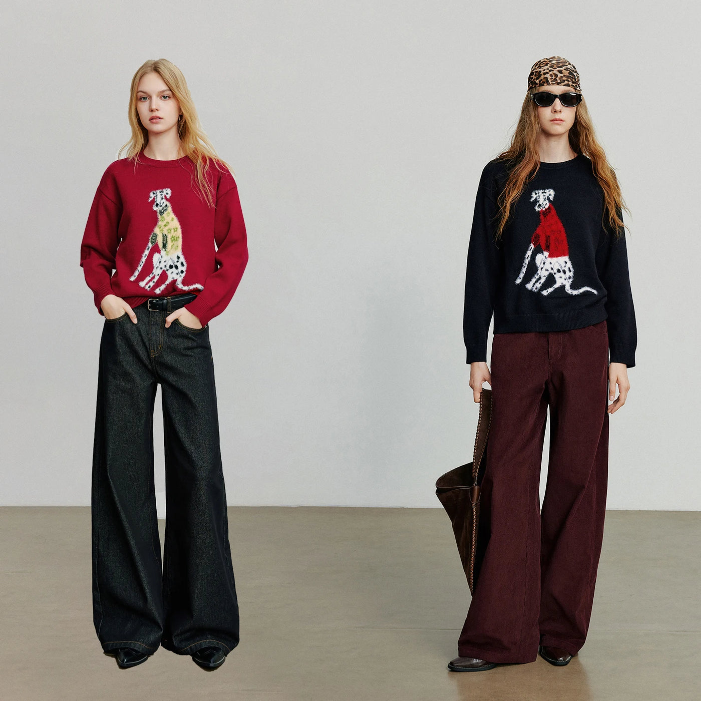 Suéter Feminino com Jacquard de Cachorro e Toque Macio