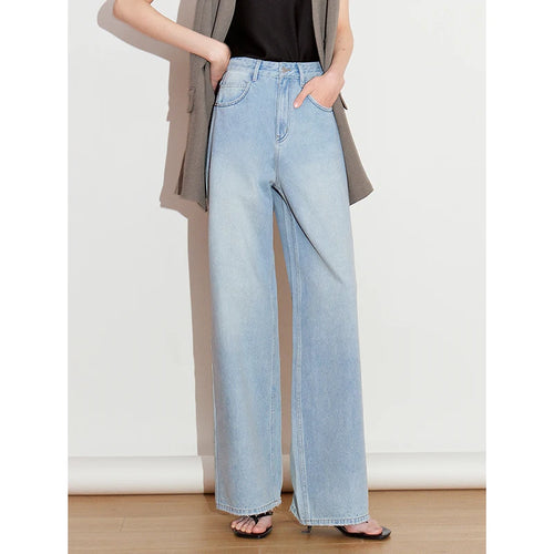 Calça Jeans Feminina Wide Leg Estonada Cintura Baixa