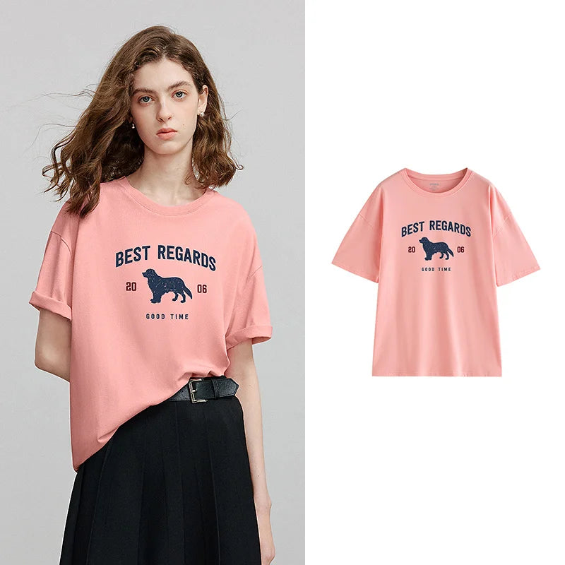 Camiseta Feminina de Algodão com Estampa Cachorro