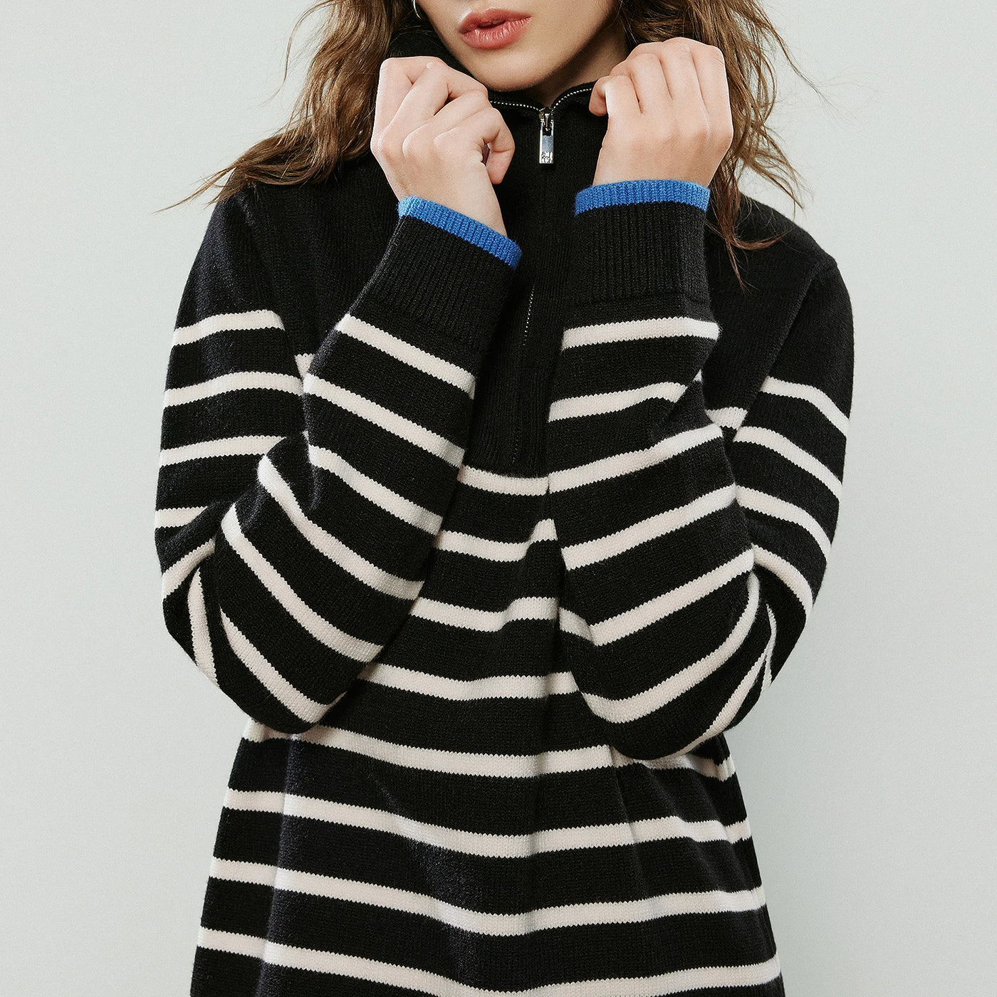 Vestido de Malha Midi Listrado para Inverno
