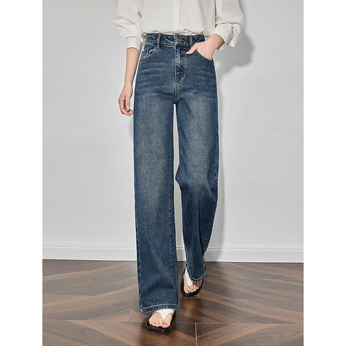 Calça Jeans Feminina Wide Leg Bordada com Elastano