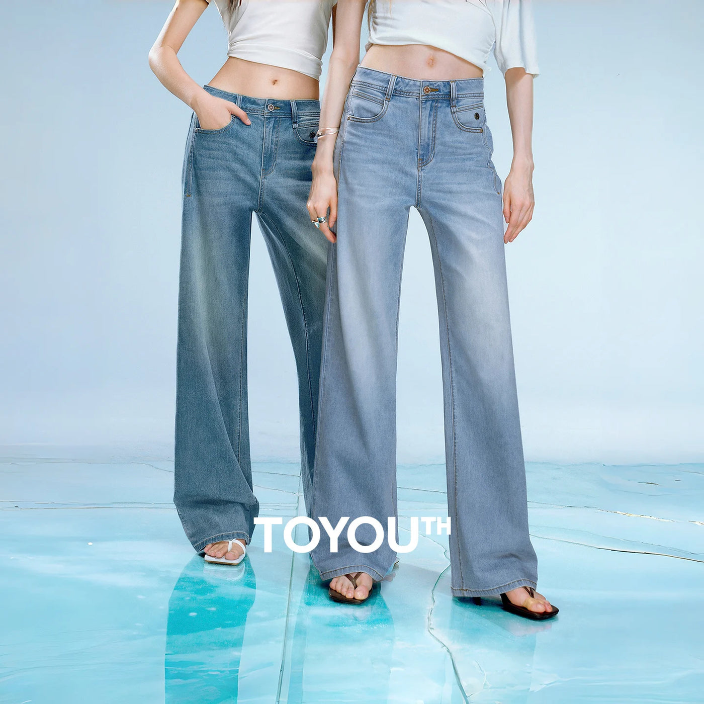 Calça Jeans Feminina Wide Leg Leve com Elastano