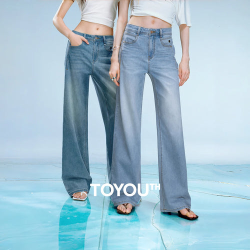 Calça Jeans Feminina Wide Leg Leve com Elastano