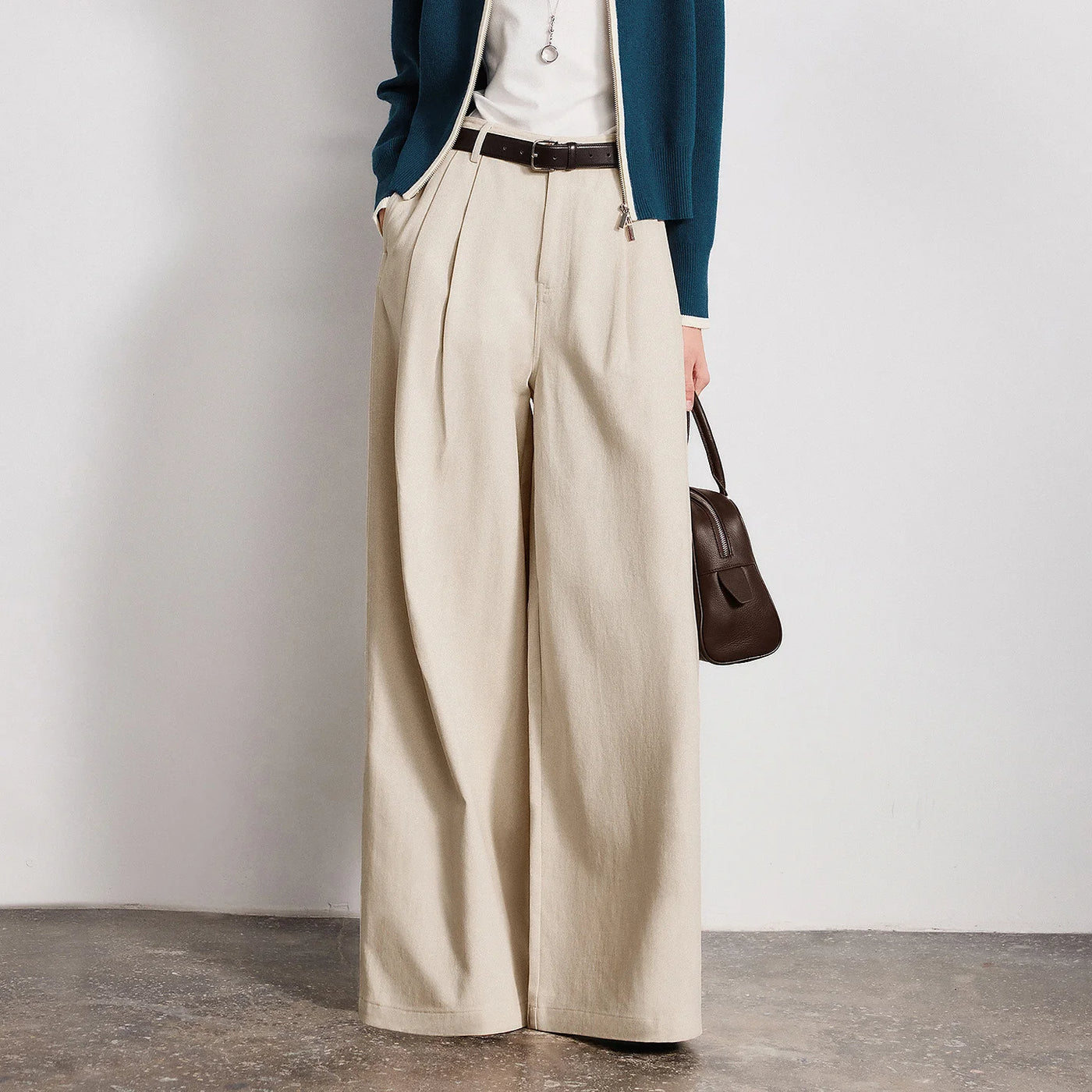 Calça Wide Leg Feminina 100% Algodão com Caimento Solto