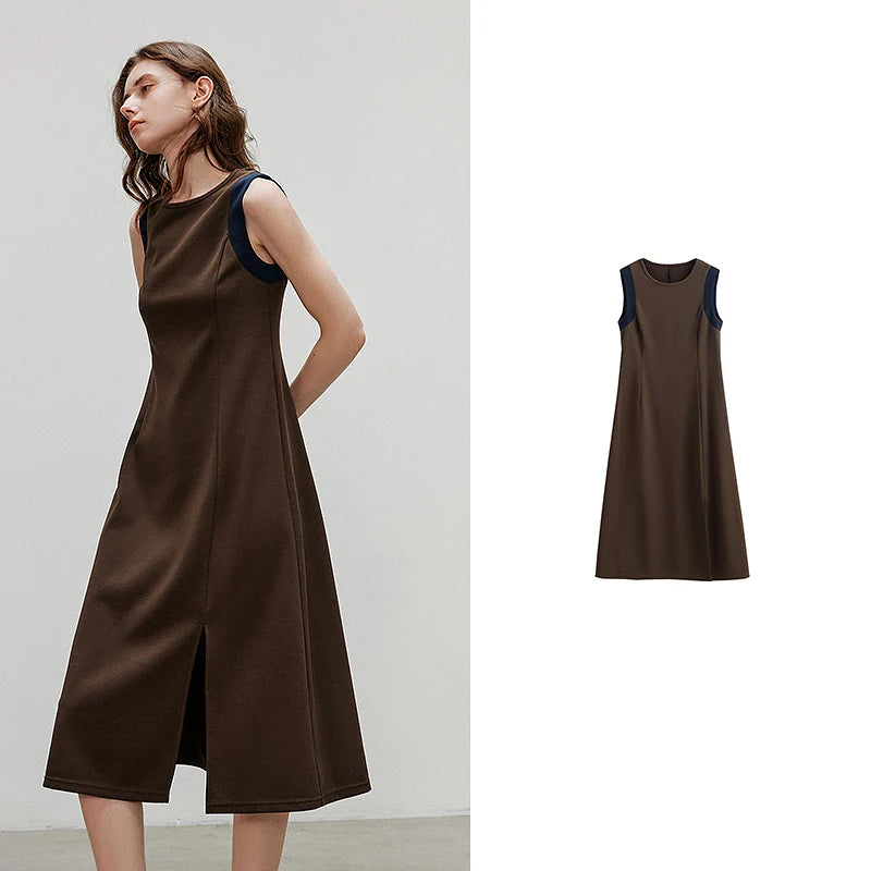 Vestido de Alças Midi com Recortes Preto