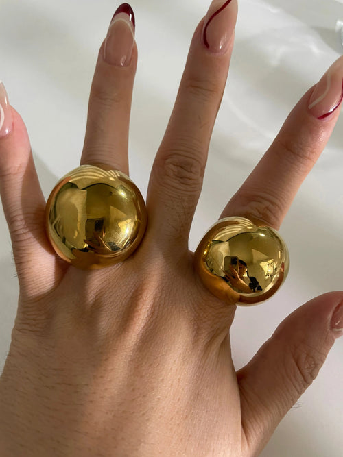Anel Dome Extra Largo com Banho Ouro 18K