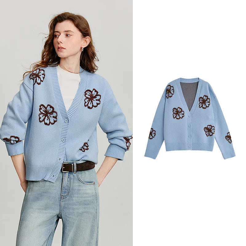 Cardigan Feminino Verde Aveludado com Decote V