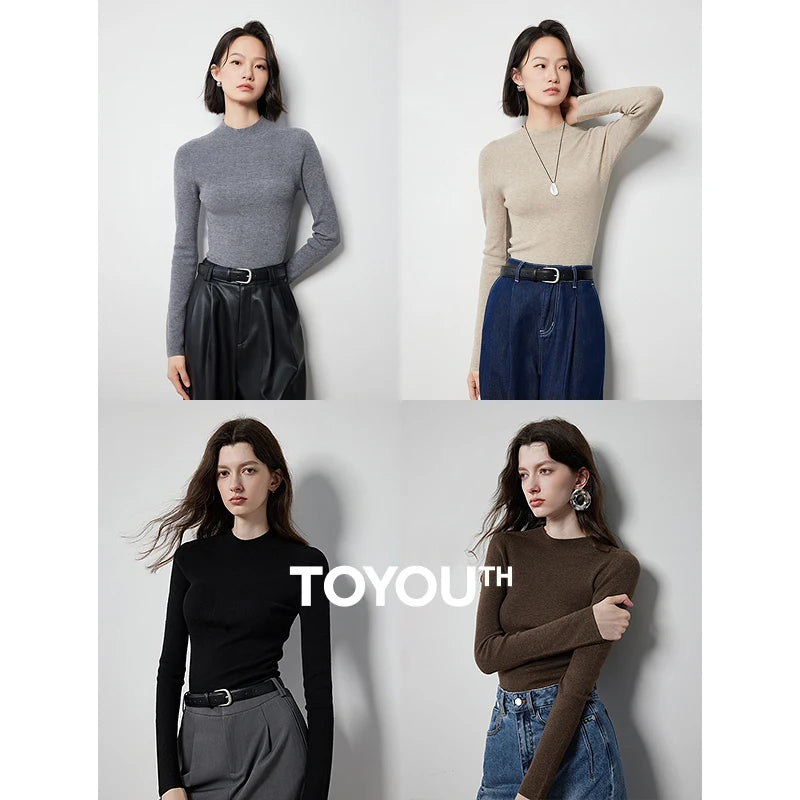 Suéter Feminino de Tricô com Gola Alta Curta
