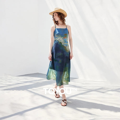Vestido Midi Estampado Aquarela em Degradê
