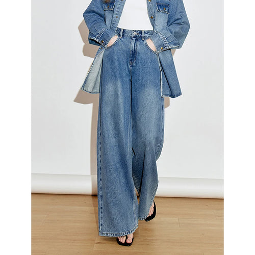Calça Jeans Feminina Wide Leg 100% Algodão