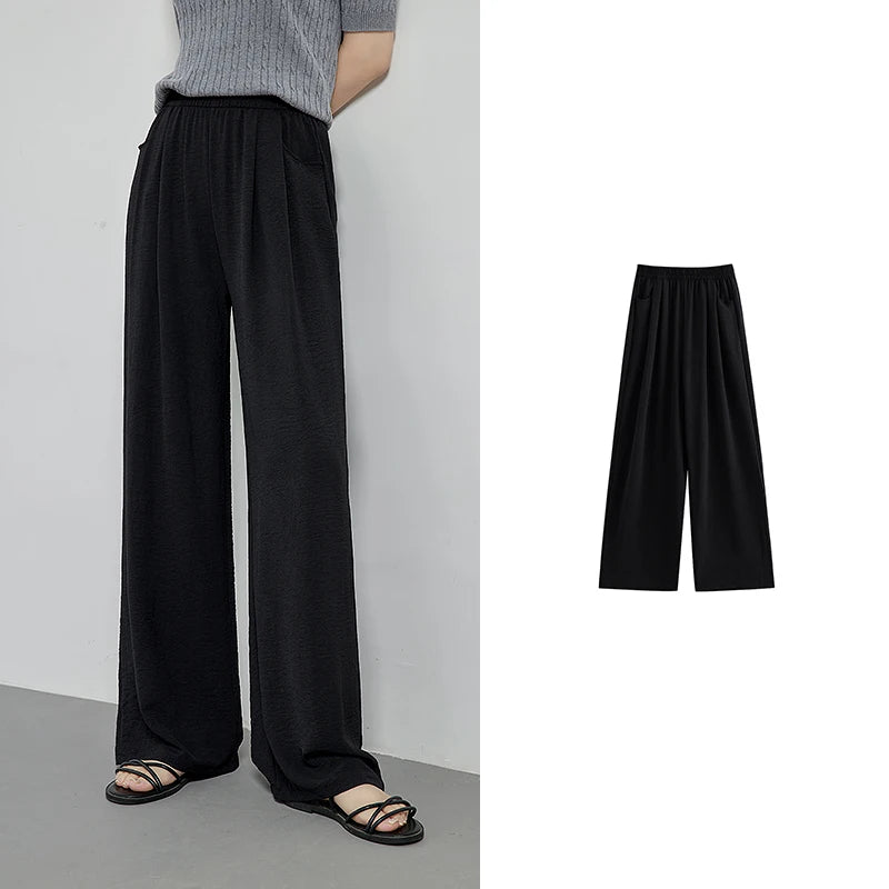 Calça Pantalona Feminina Texturizada Cintura Alta