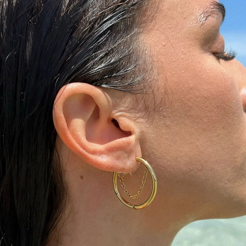 Argola Círculo V com Banho Ouro 18K