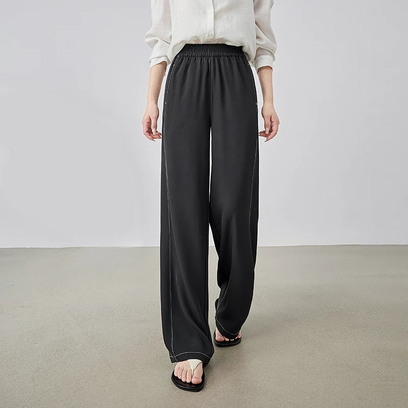 Calça Feminina Wide Leg Esportiva com Cós Elástico