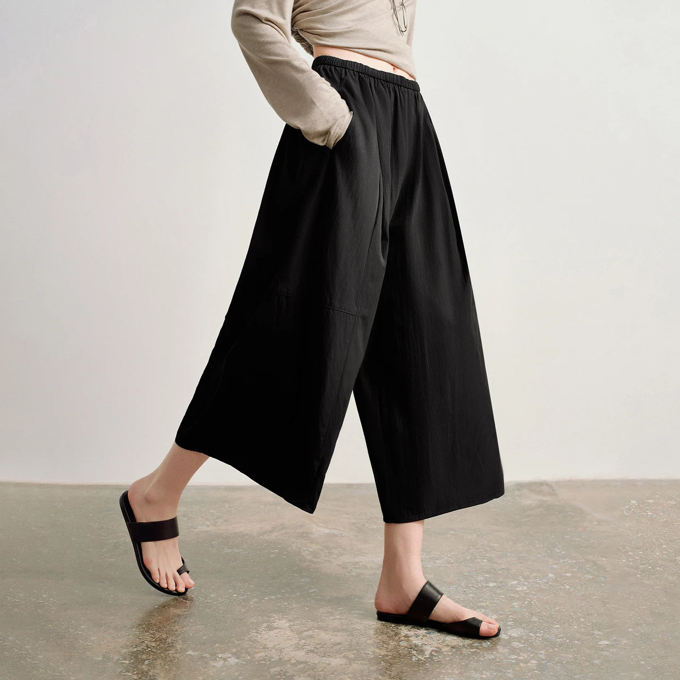 Calça Saia Feminina Plissada Cintura Alta