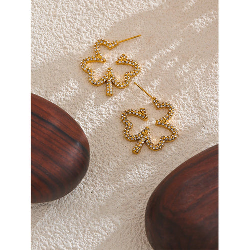 Brinco de Argola Flor com Zircônia em Aço Inoxidável