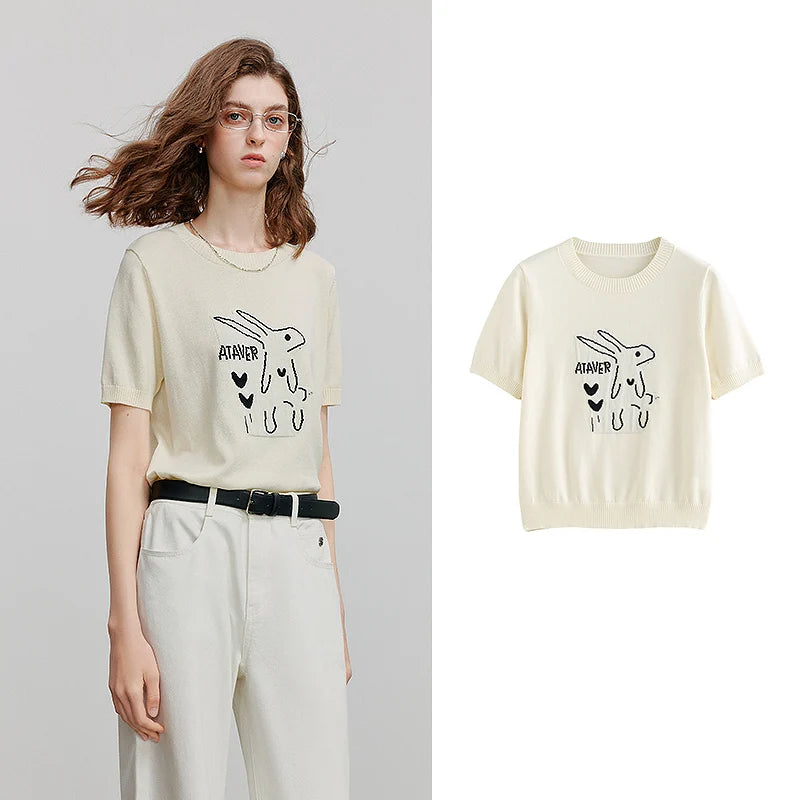 Blusa Feminina de Tricô Manga Curta Respirável