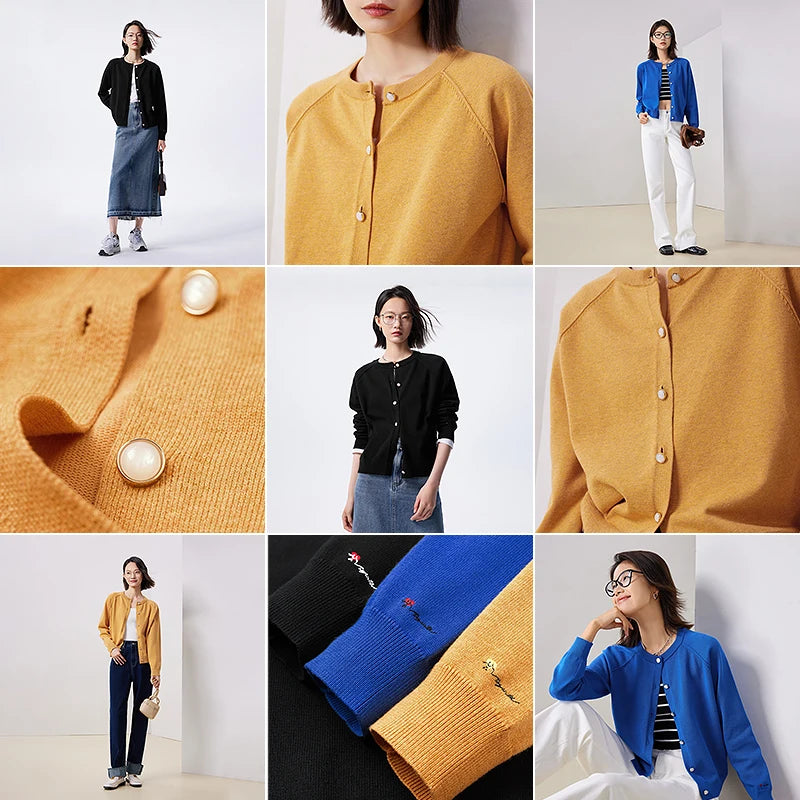 Cardigan Feminino de Algodão com Bordado e Manga Longa
