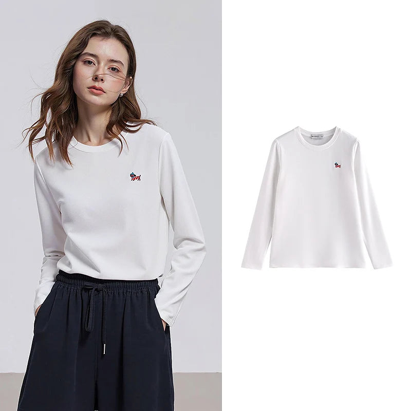 Blusa Feminina Manga Longa com Bordado Cachorro
