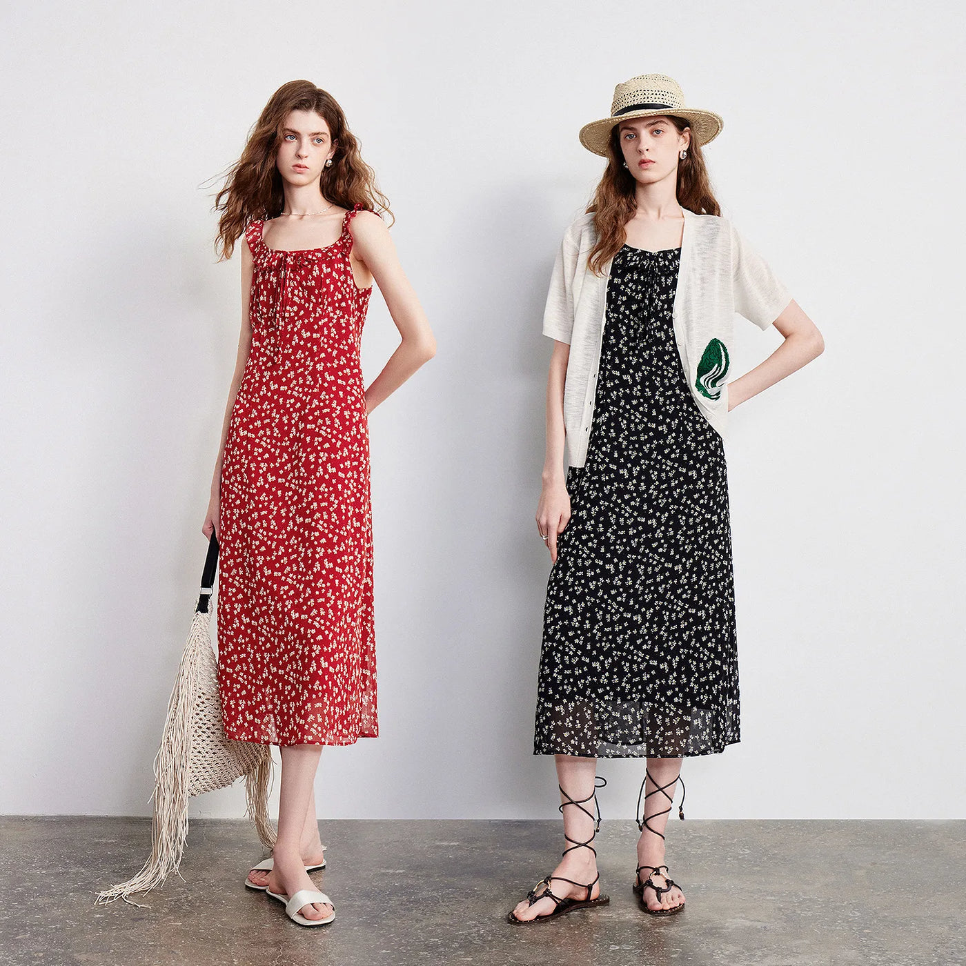 Vestido Slip Dress Midi Floral