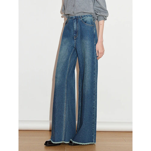 Calça Jeans Feminina Wide Leg Reta com Acetato