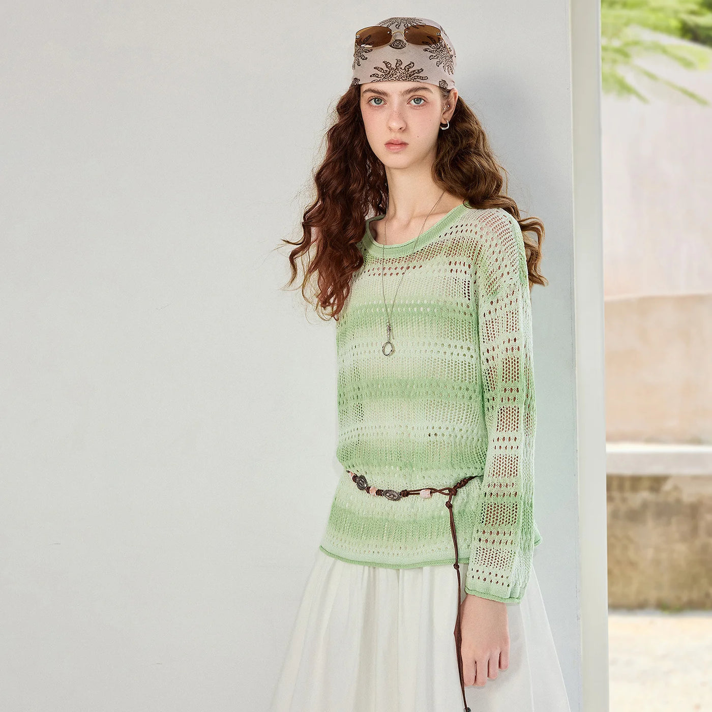 Blusa Feminina de Tricô Degradê com Tela Vazado