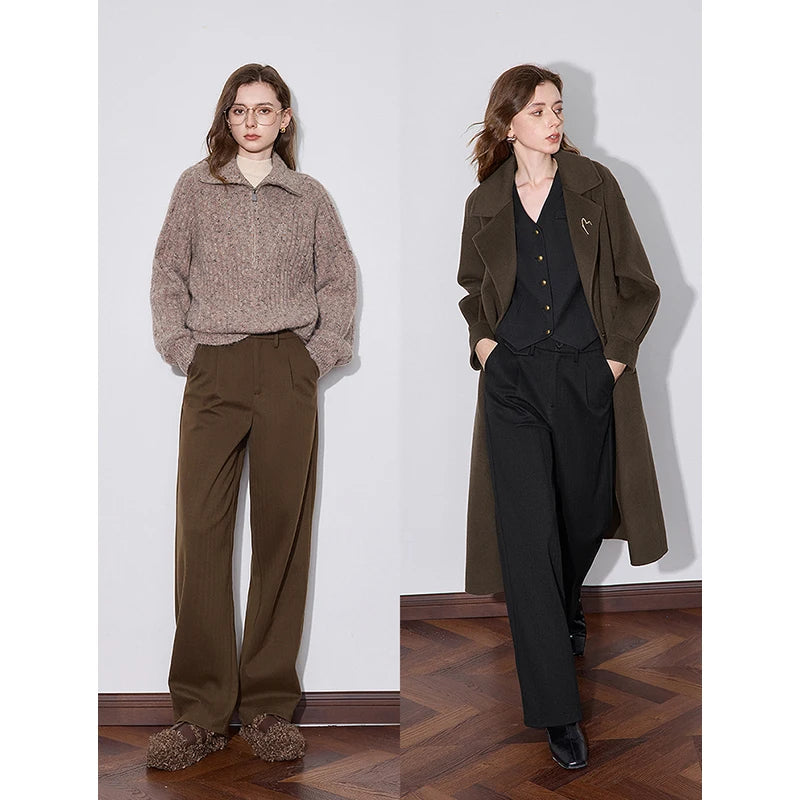 Calça Alfaiataria Feminina Reta Cintura Média