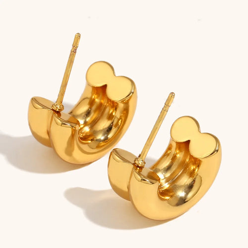 Brinco de Pino Volumoso com Banho Ouro 18K