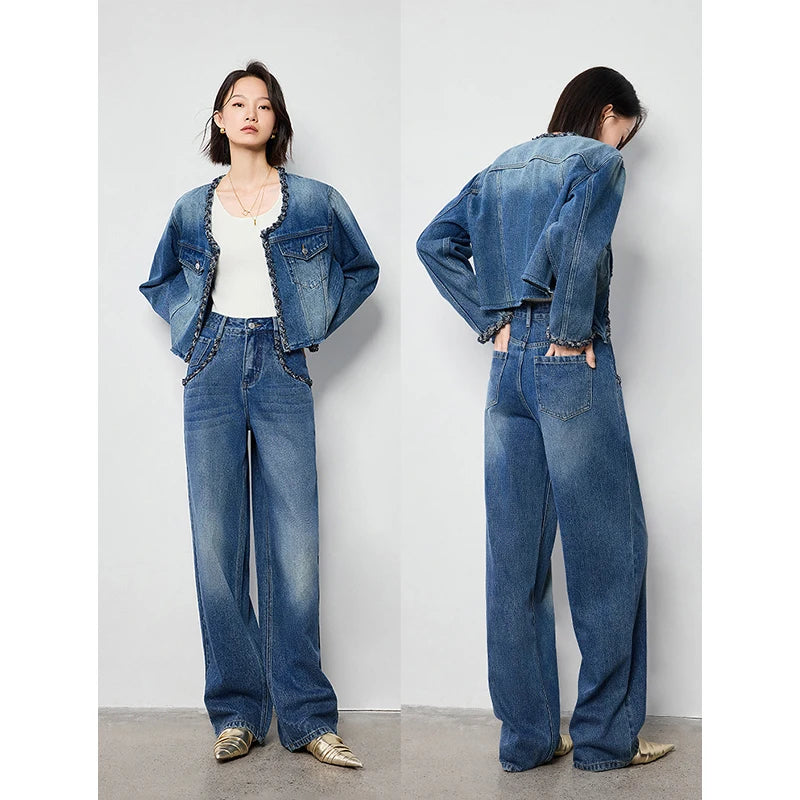 Jaqueta Jeans Feminina Cropped com Lavagem