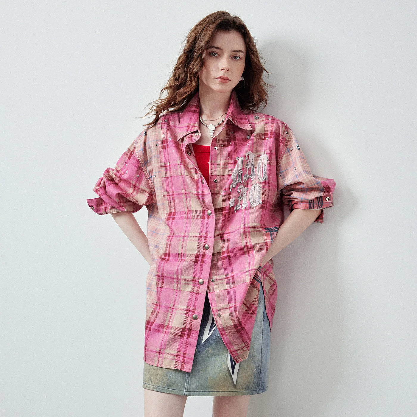 Camisa Jaqueta Feminina de Liocel e Algodão Y2K