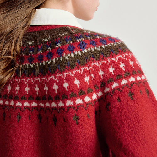Suéter Jacquard Fair Isle com Toque Peluciado