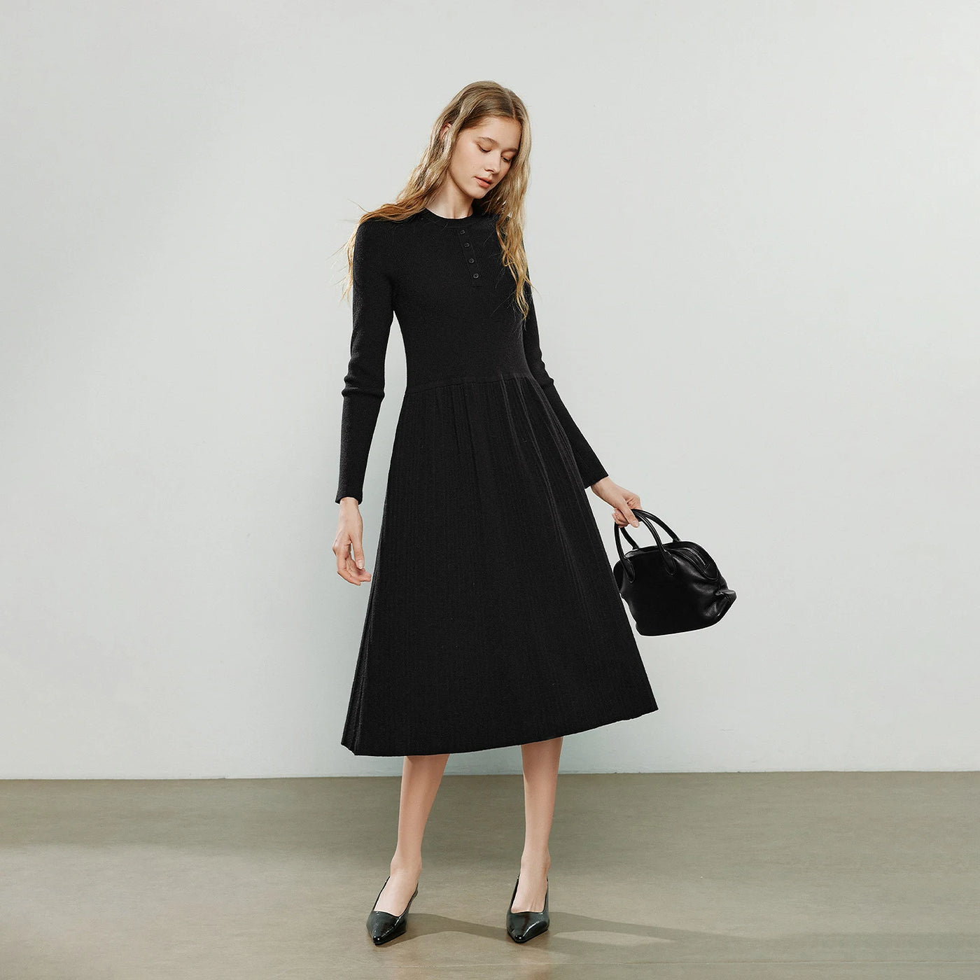 Vestido Midi de Malha Ajustado para Inverno