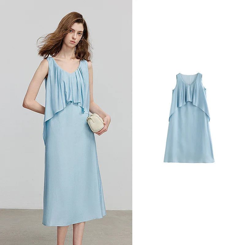 Vestido de Alças Midi com Decote V