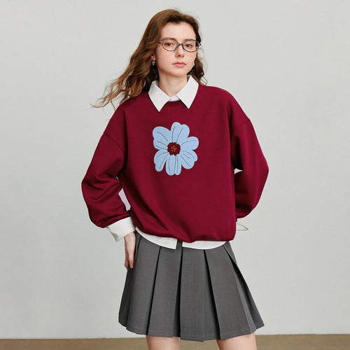 Moletom Feminino com Flor de Veludo Bordada