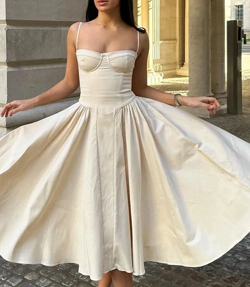 Vestido Midi Feminino Cottagecore com Corset e Babados