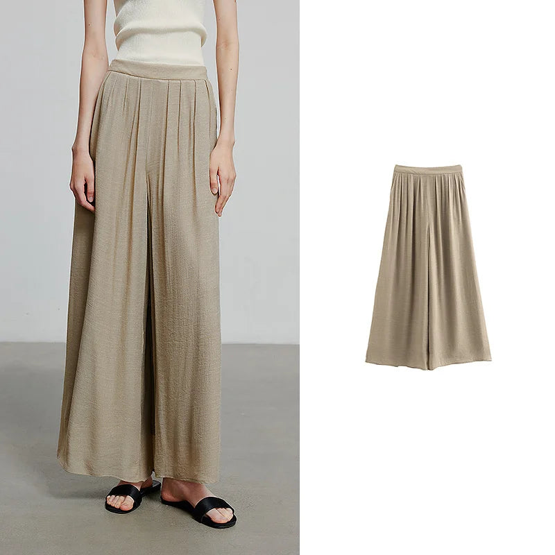 Calça Pantalona Feminina Estampada com Cós Elástico