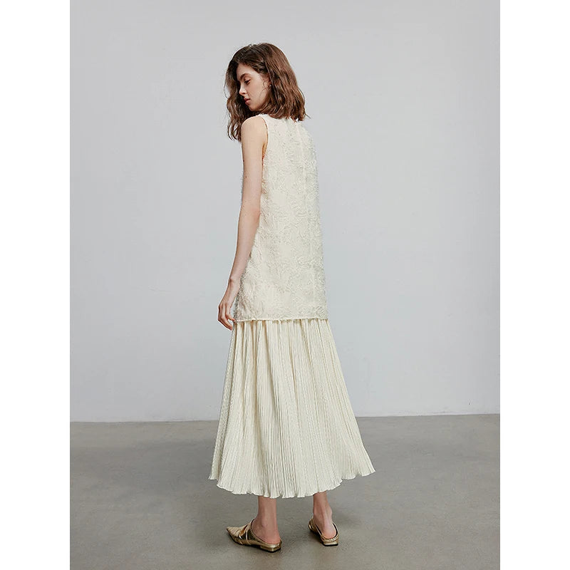 Vestido Midi sem Manga com Caimento Evasê