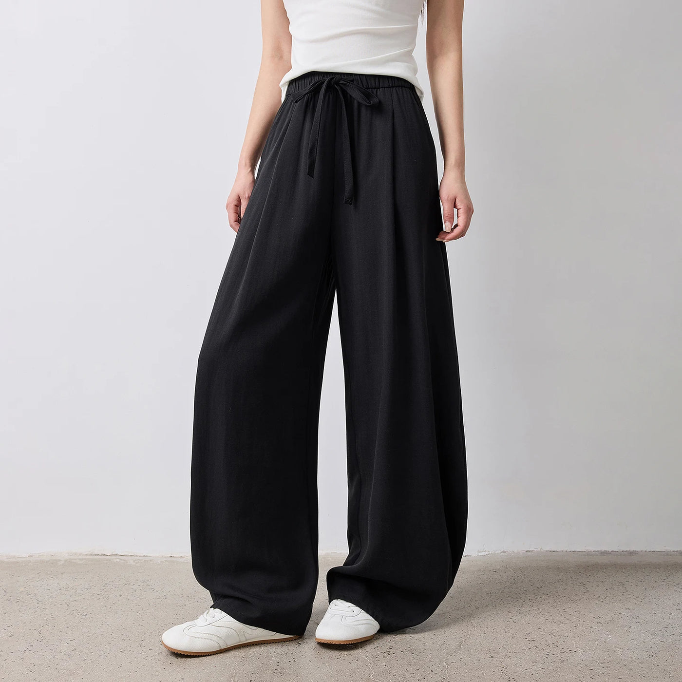 Calça Barrel Feminina Texturizada com Cós Elástico