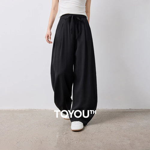 Calça Barrel Feminina Texturizada com Cós Elástico