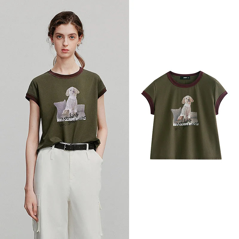 Camiseta Feminina Cropped com Estampa Animal