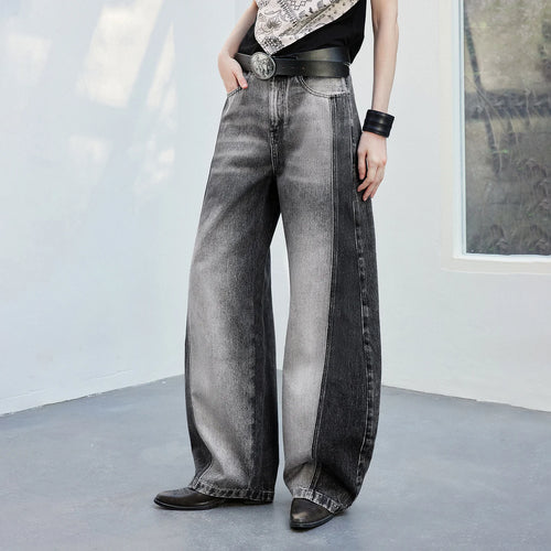Calça Jeans Feminina Barrel Cintura Alta com Recortes