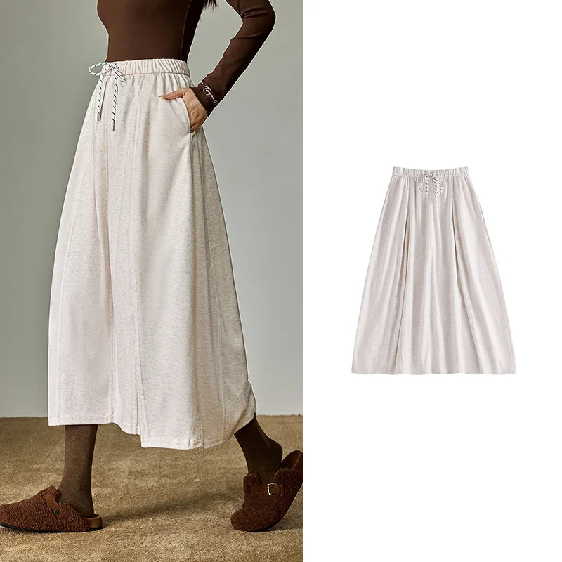 Saia Midi Feminina com Fenda Balonê com Bolsos