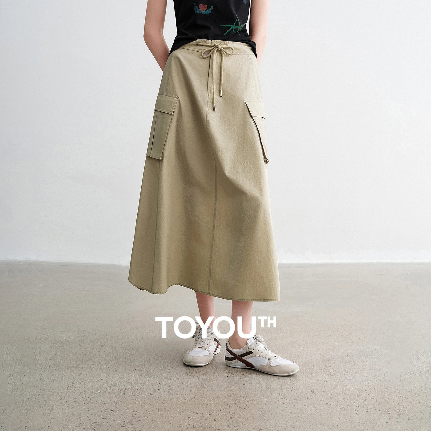 Saia Midi Feminina Cargo Evasê